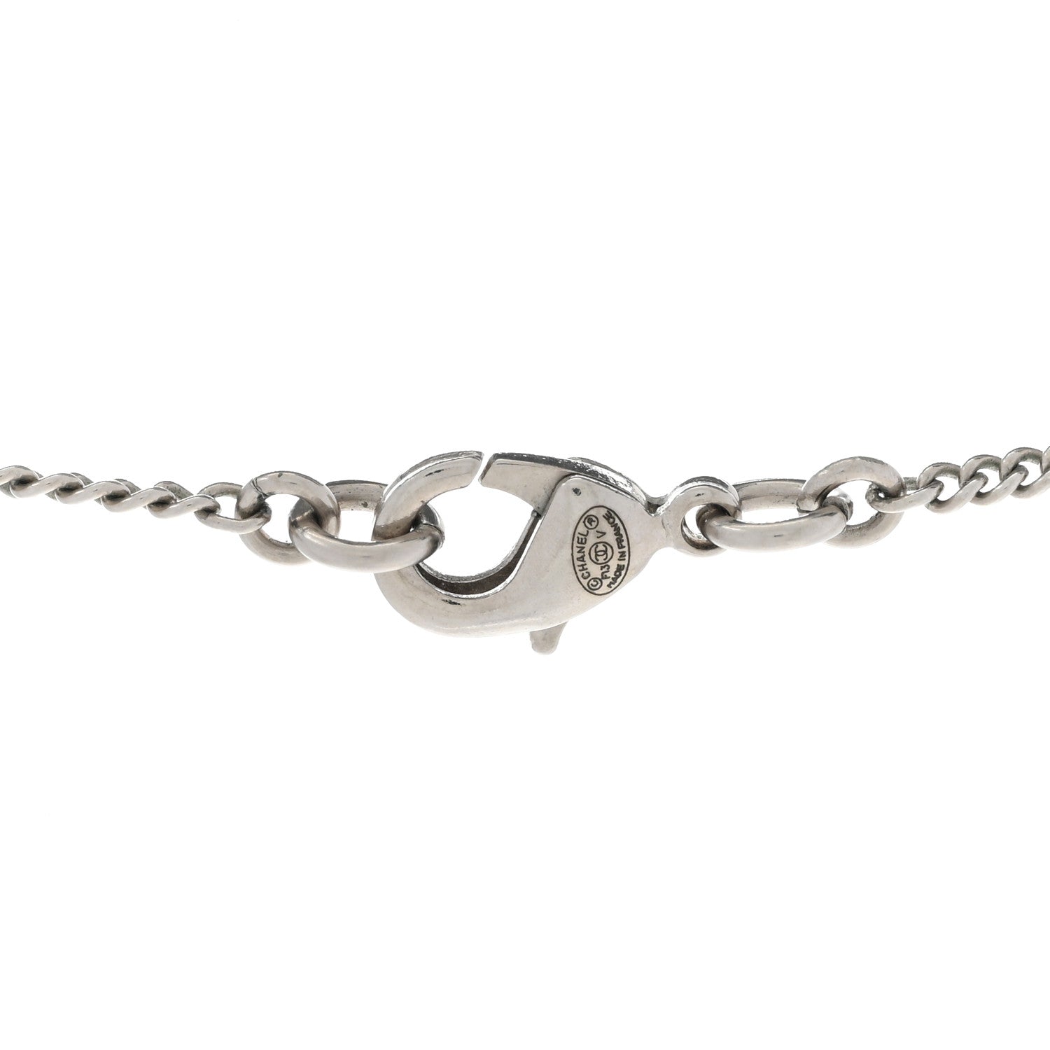 Chanel Crystal Timeless CC Necklace Silver 5 of 6