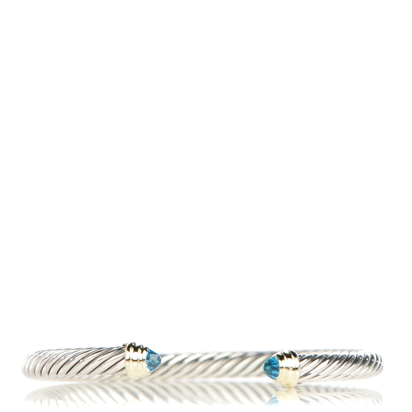 Sterling Silver 14K Yellow Gold Blue Topaz 5mm Cable Classics Petite Color Bracelet