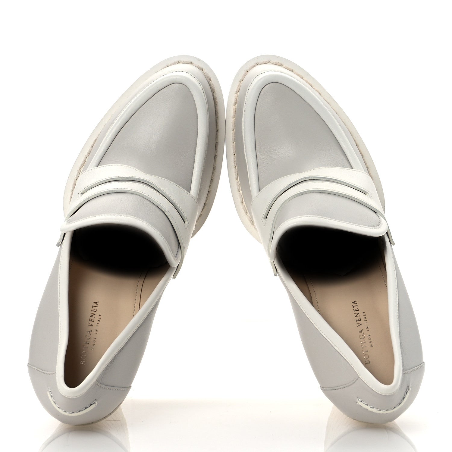 Bottega Veneta Calfskin Loafer Pumps 39.5 Mist Bianco 2 of 10