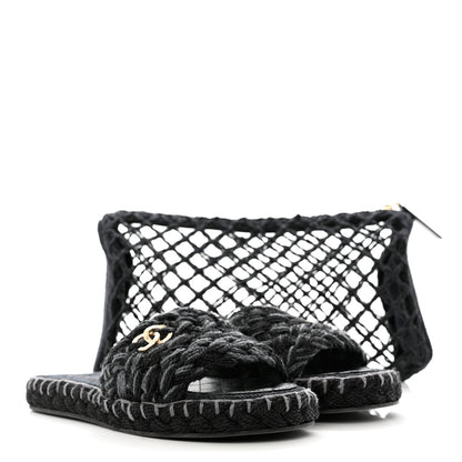 Chanel Cord Braided CC Mules 38 Black 9 of 9