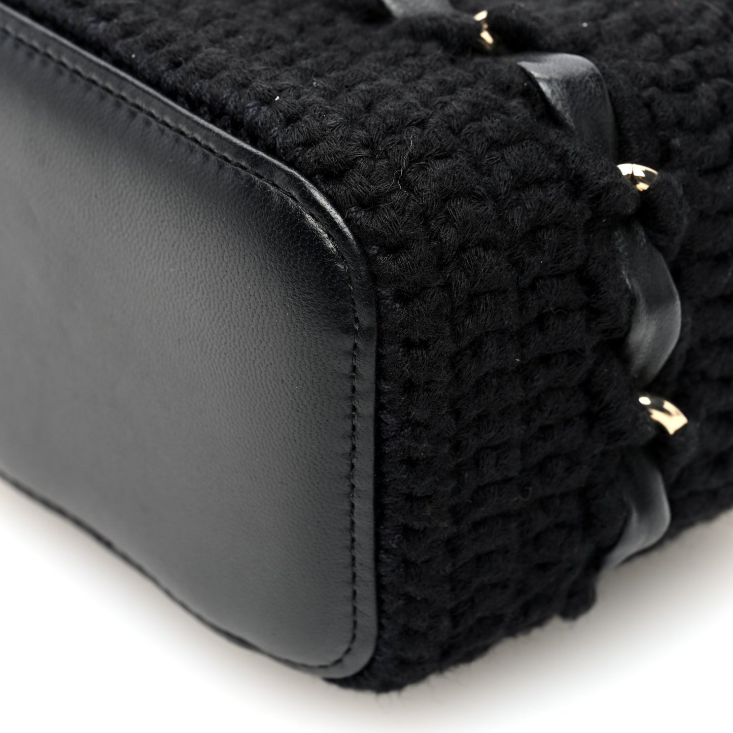 Lambskin Crochet Quilted Mini Vanity Case With Chain Black