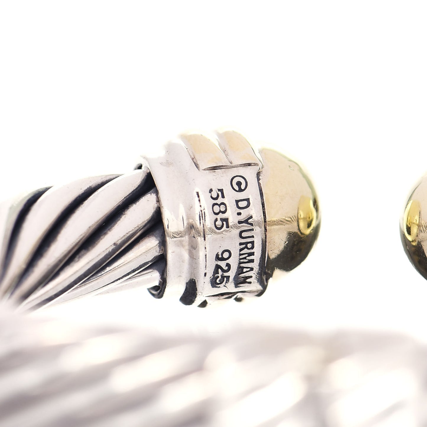 Sterling Silver 14K Yellow Gold 10mm Cable Classics Bracelet