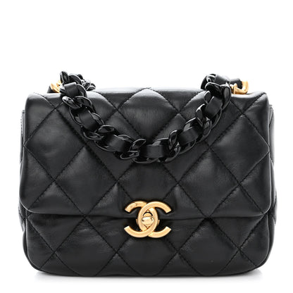 Chanel Lambskin Quilted Mini Lacquered Chain Flap Black 1 of 10