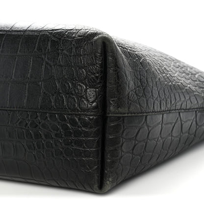 Saint Laurent Calfskin Crocodile Embossed Shopping Tote Black 11 of 16