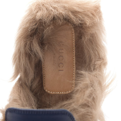 Gucci Malaga Kid Fur Womens Princetown Slippers 39 Blue Agata 7 of 10