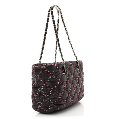Chanel Nylon Quilted Tweed Stitch Bubble Tote Plum 3 of 14