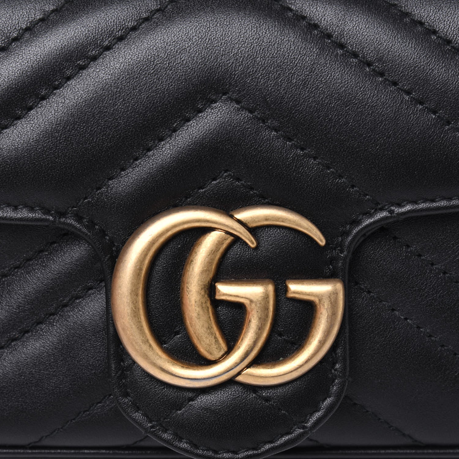 Gucci Calfskin Matelasse Super Mini GG Marmont Shoulder Bag Black 15 of 16