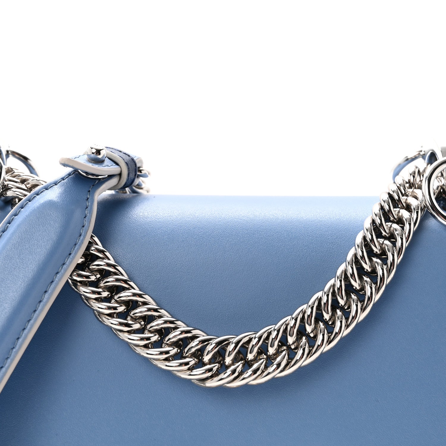 Fendi Vitello Liberty Pearl Scalloped Small Kan I Shoulder Bag Nebula Blu Scuro 8 of 10