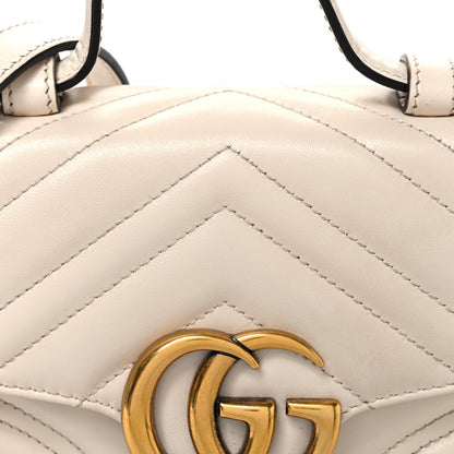 Gucci Calfskin Matelasse Mini GG Marmont Top Handle Shoulder Bag White 8 of 10