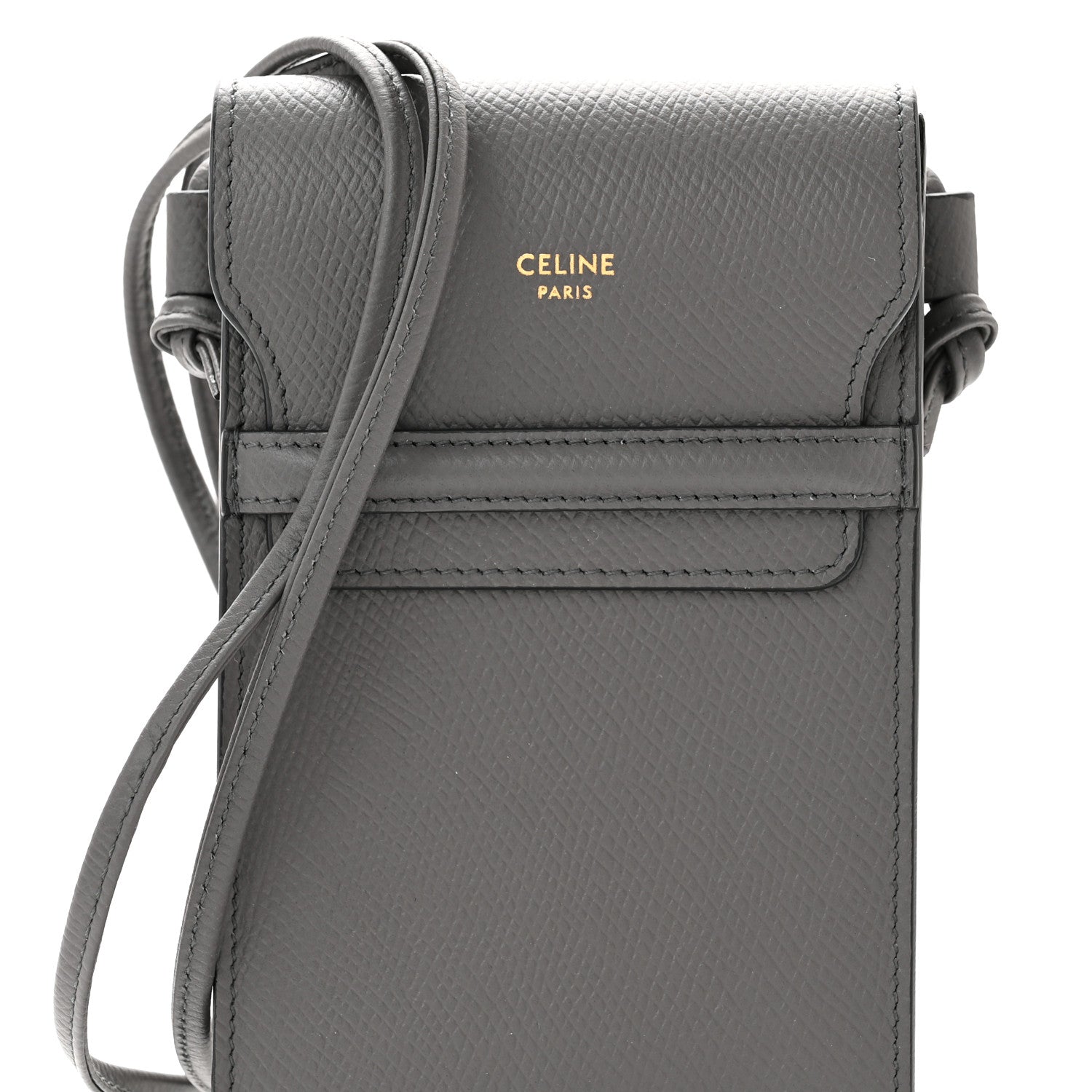 Celine Grained Calfskin Phone Pouch With Flap Grey 8 of 10