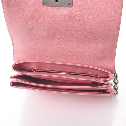 Prada Saffiano Lux Lock Flap Chain Shoulder Bag Petalo 5 of 8