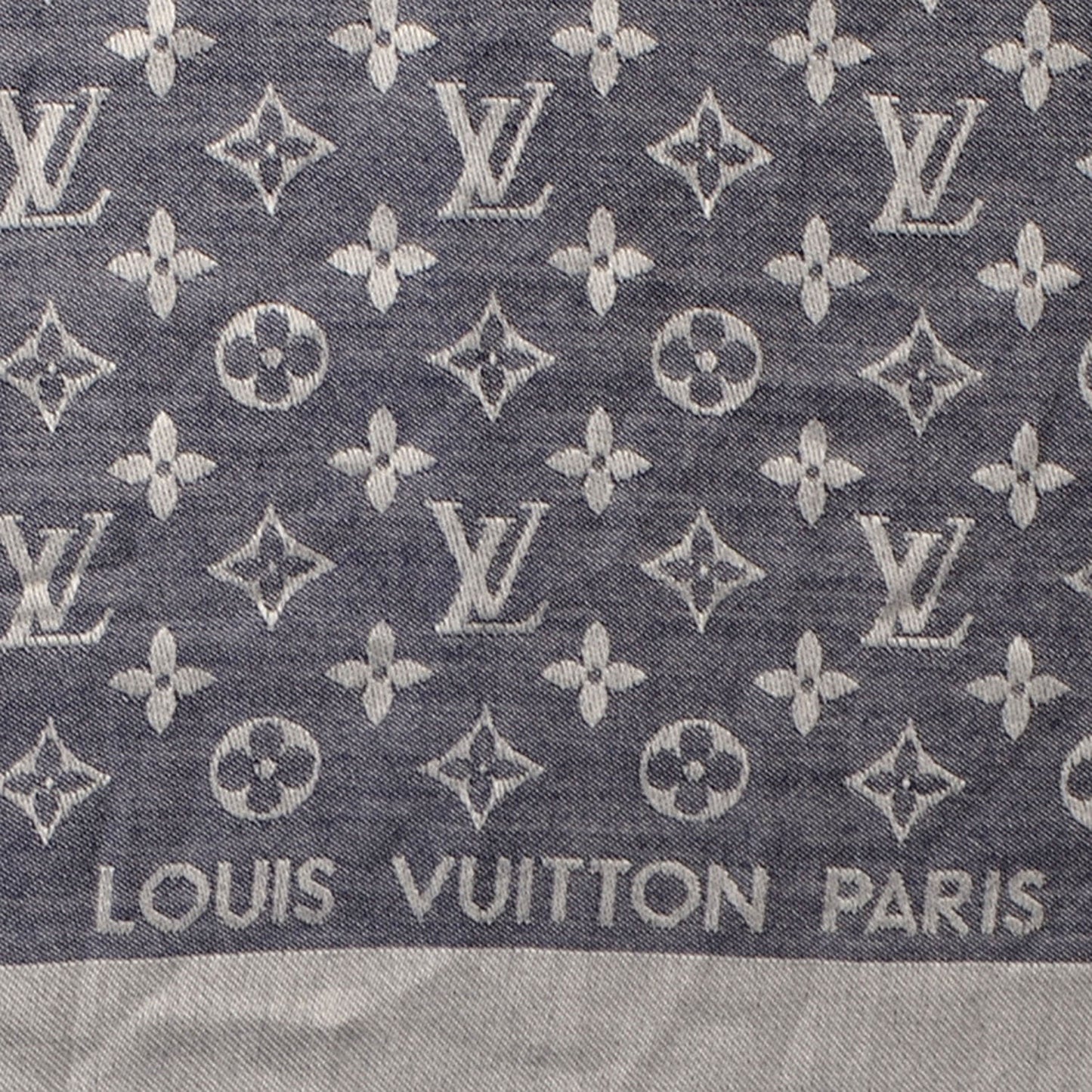 Silk Wool Monogram Denim Shawl Blue