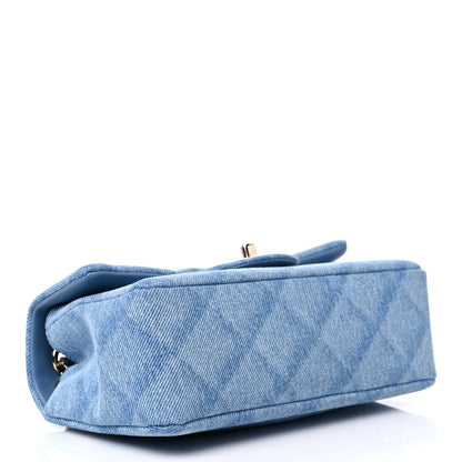Chanel Denim Quilt Print Mini Rectangular Flap Light Blue 3 of 9