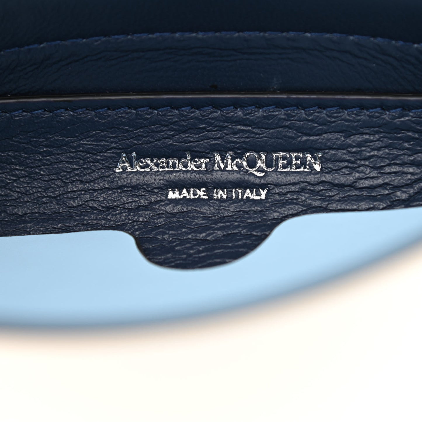 Calfskin The Curve Colorblock Micro Shoulder Bag Navy Ivory Blue