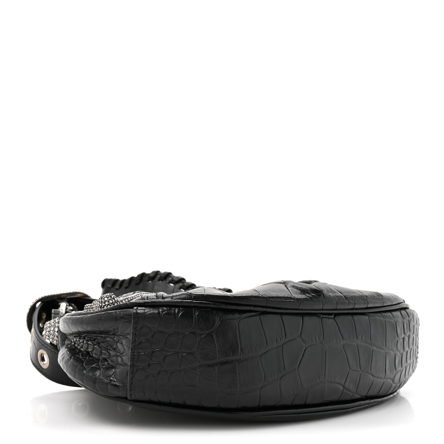 Balenciaga Extra Supple Calfskin Crystal Crocodile Embossed Le Cagole Shoulder Bag XS Black 5 of 11