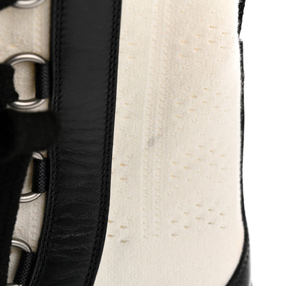Christian Dior Calfskin Knit Fabric Diorland Combat Boots 38 Black White 9 of 11