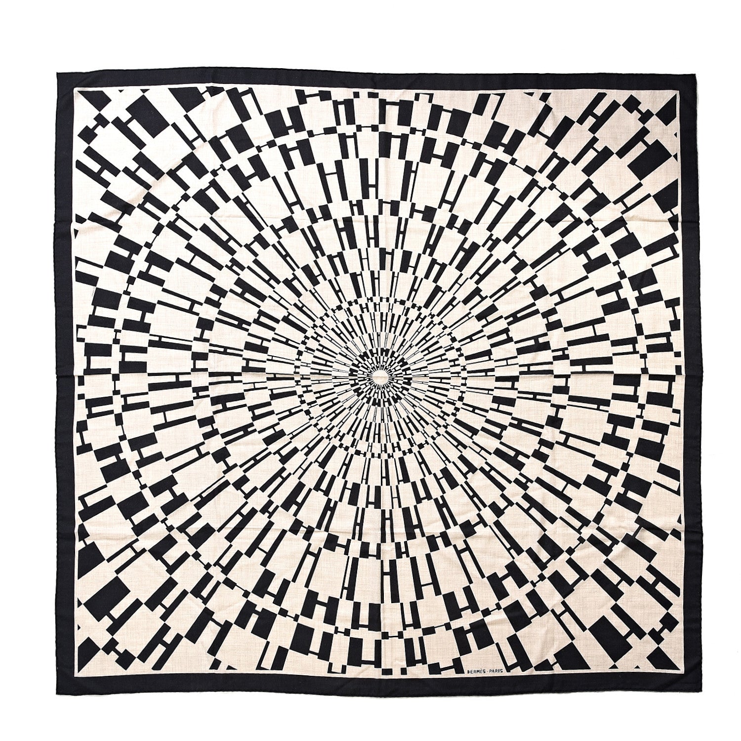Hermes Cashmere Silk Op'H Shawl 140 Black Naturel 2 of 5