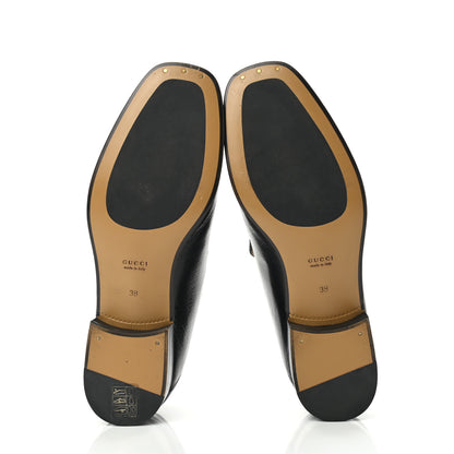 Gucci Goatskin Womens Horsebit Mid-Heel Loafers 38 Black 5 of 9