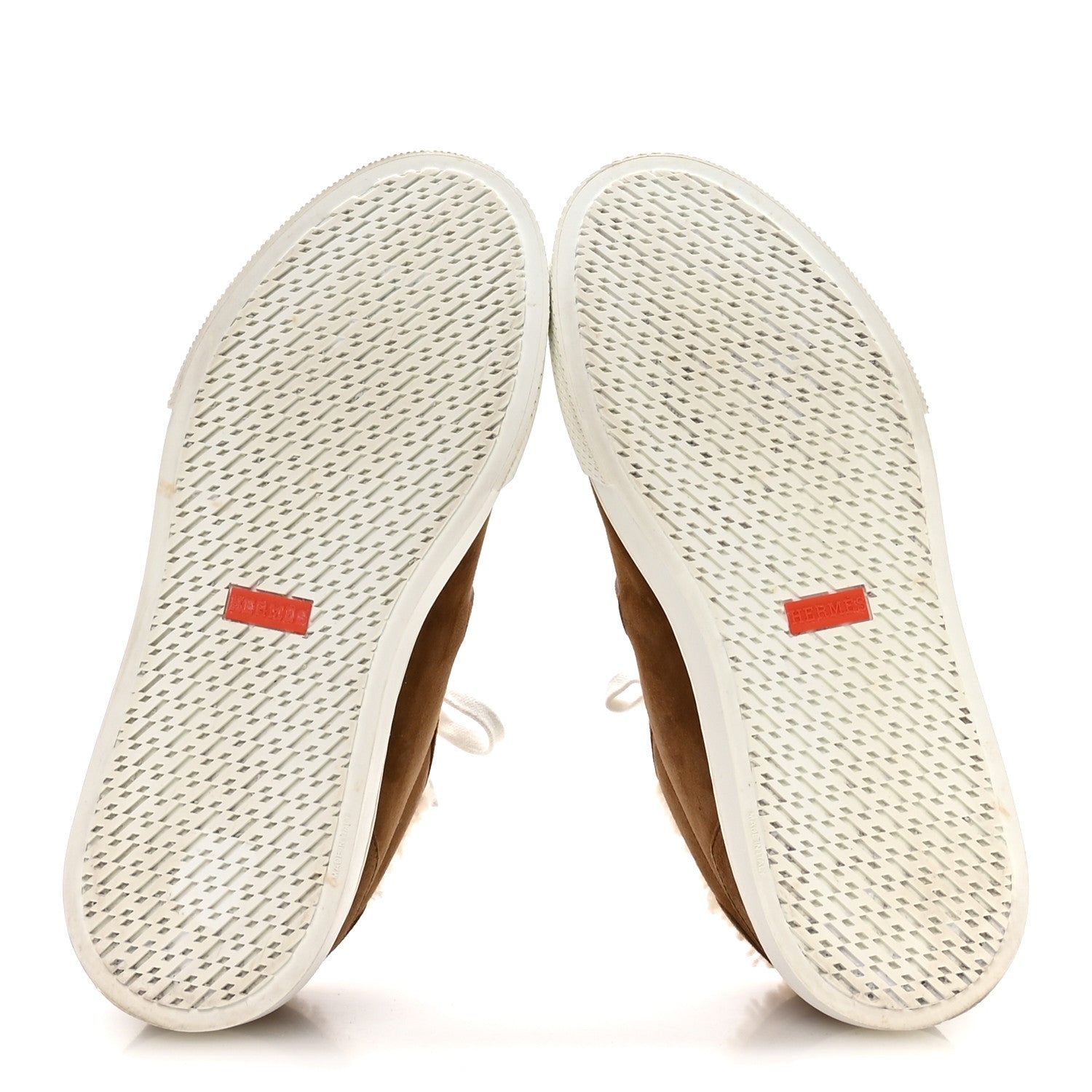 Hermes Suede Goatskin Woolskin Day Sneakers 38 Brun Fume Ecru 6 of 8