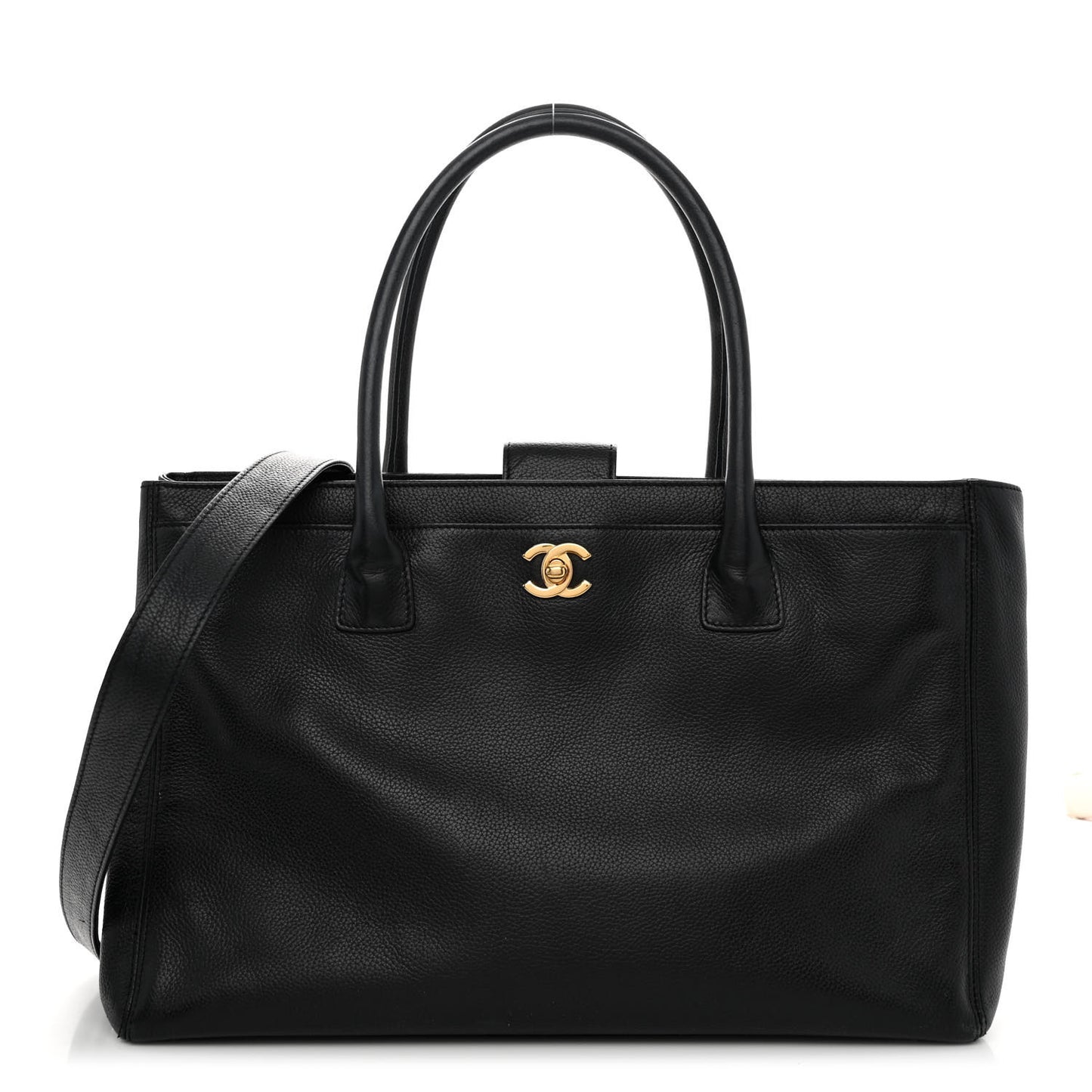 Calfskin Cerf Executive Shopper Tote Black