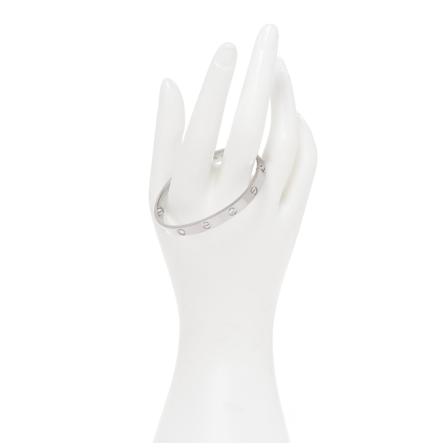 18K White Gold 4 Diamond LOVE Bracelet 17