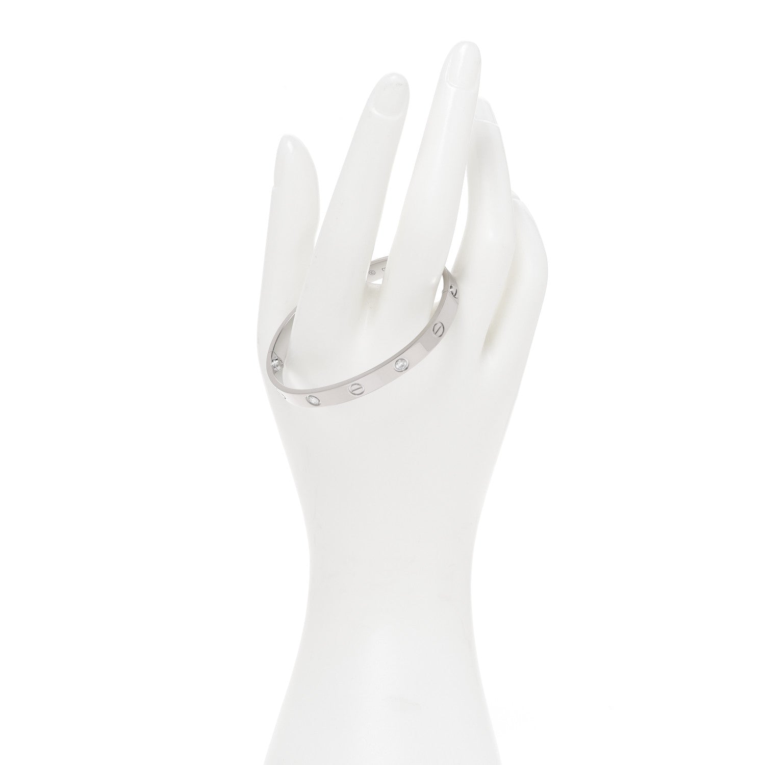Cartier 18K White Gold 4 Diamond LOVE Bracelet 17 2 of 6