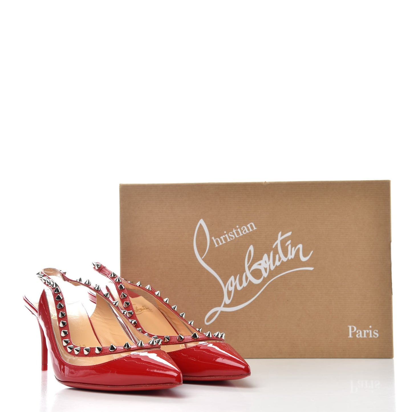 Patent PVC Kid Brigadine 70 Pumps 37 Loubi Silver