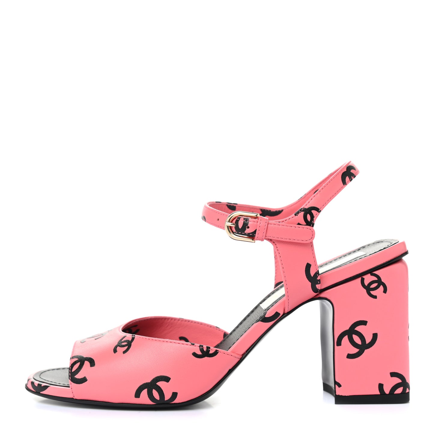 Printed Lambskin Coco Beach Sandals 37.5 Pink Black