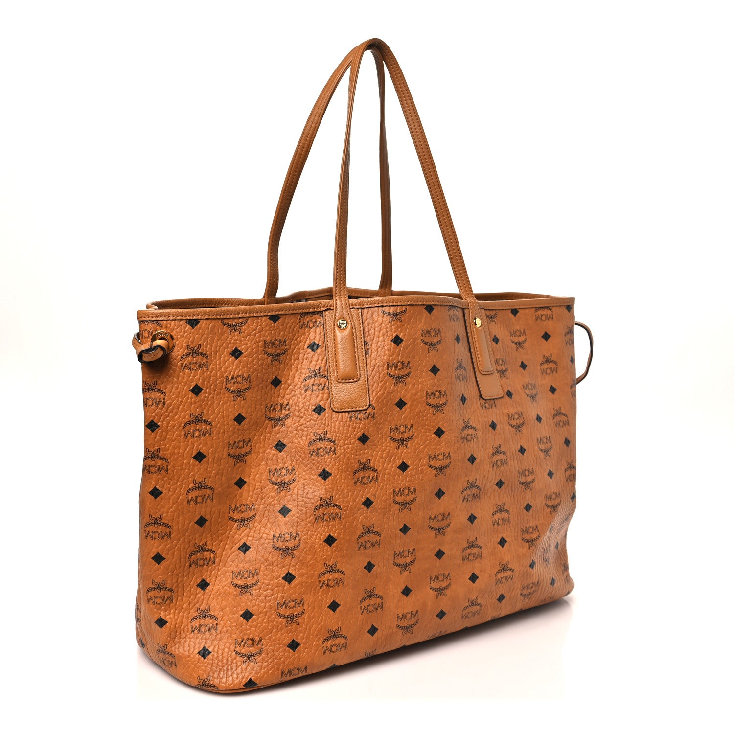 MCM Visetos Large Liz Reversible Shopper Tote Cognac 4 of 14