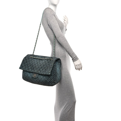 Chanel Denim Quilted Denimpression XXL Flap Blue Black 2 of 13