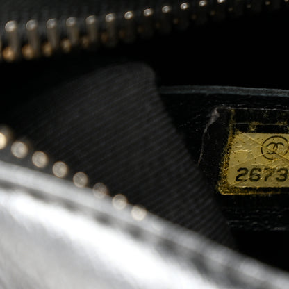 Chanel Metallic Crumpled Goatskin Quilted Small Gabrielle Hobo Black Gold 7 of 10