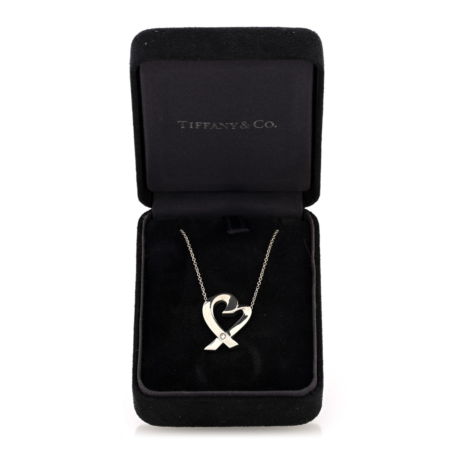 Tiffany Sterling Silver Diamond Paloma Picasso Loving Heart Necklace 6 of 6