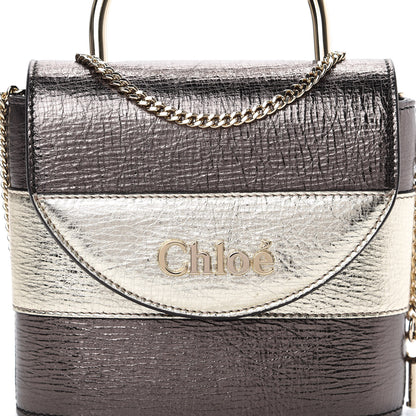 Chloe Metallic Crinkled Lambskin Shiny Calfskin Small Aby Lock Silver Gold 7 of 10