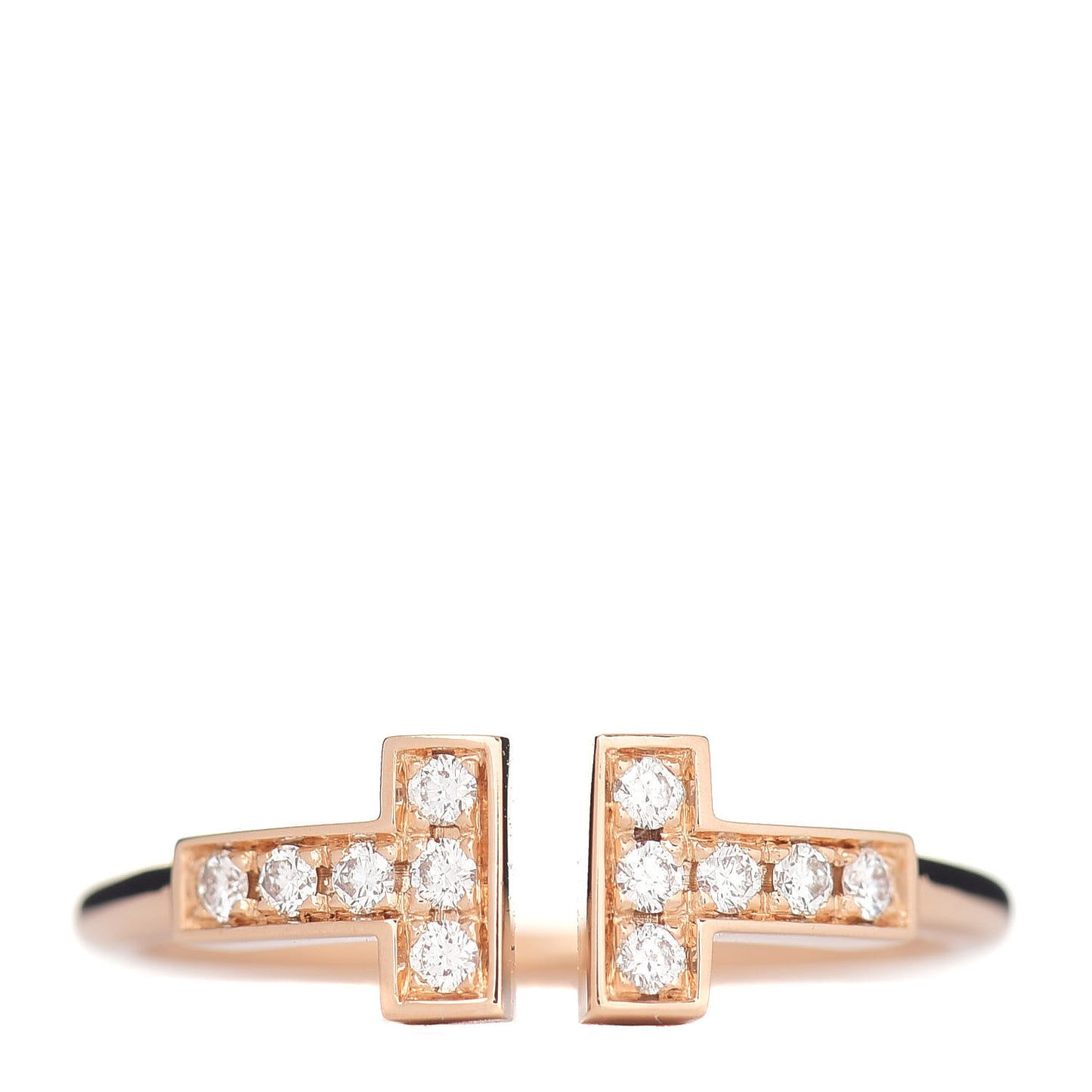 18K Rose Gold Diamond T Wire Ring 52 6