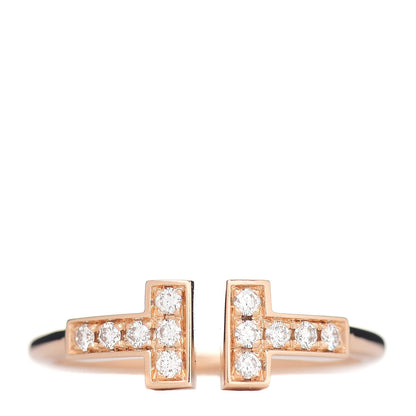 Tiffany 18K Rose Gold Diamond T Wire Ring 52 6 1 of 5
