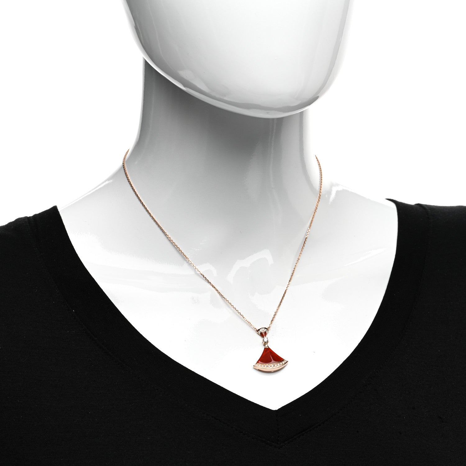 Bulgari 18K Rose Gold Diamond Carnelian Large Divas' Dream Pendant Necklace 2 of 4