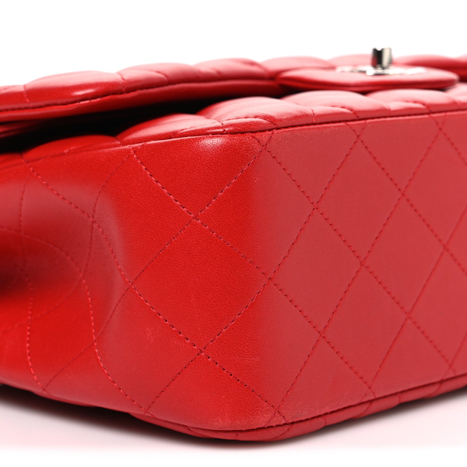 Chanel Lambskin Quilted Jumbo Double Flap Red 8 of 9