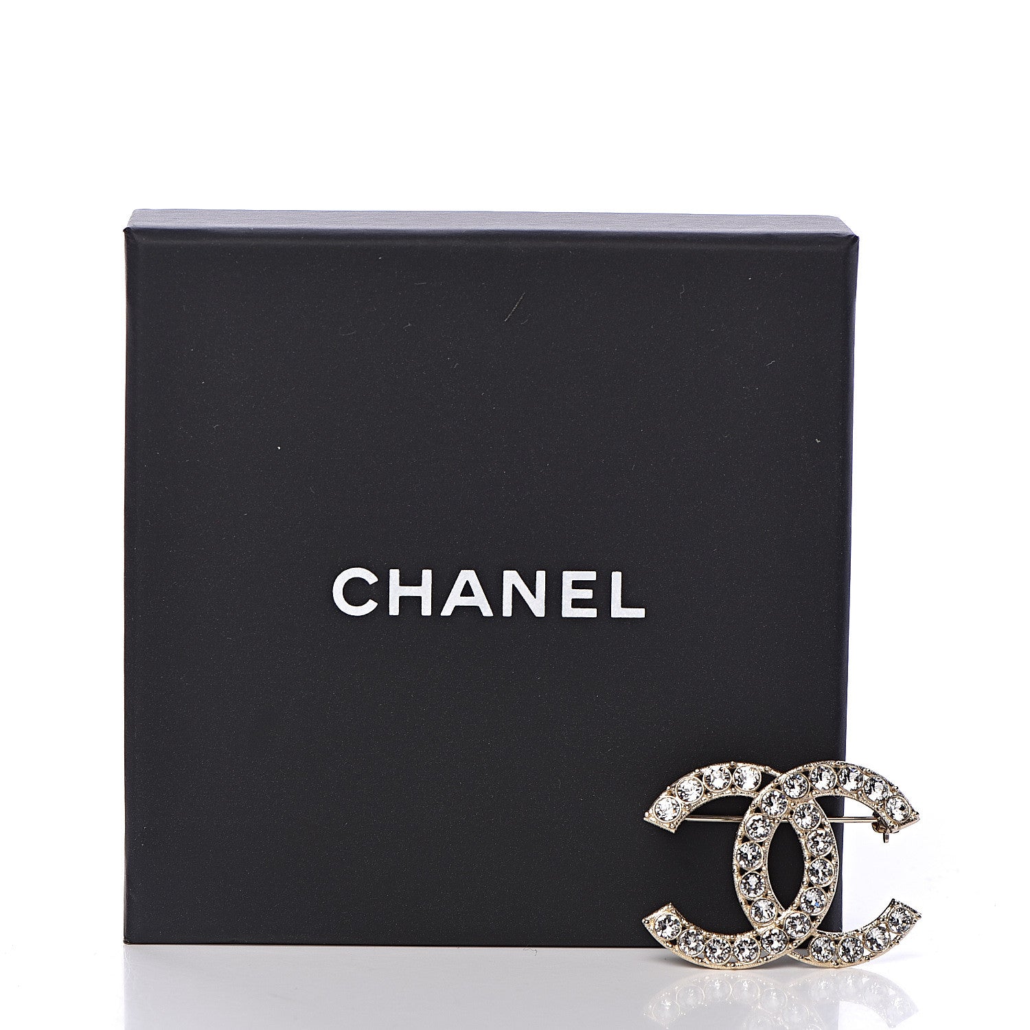 Chanel Crystal CC Brooch Light Gold 5 of 5
