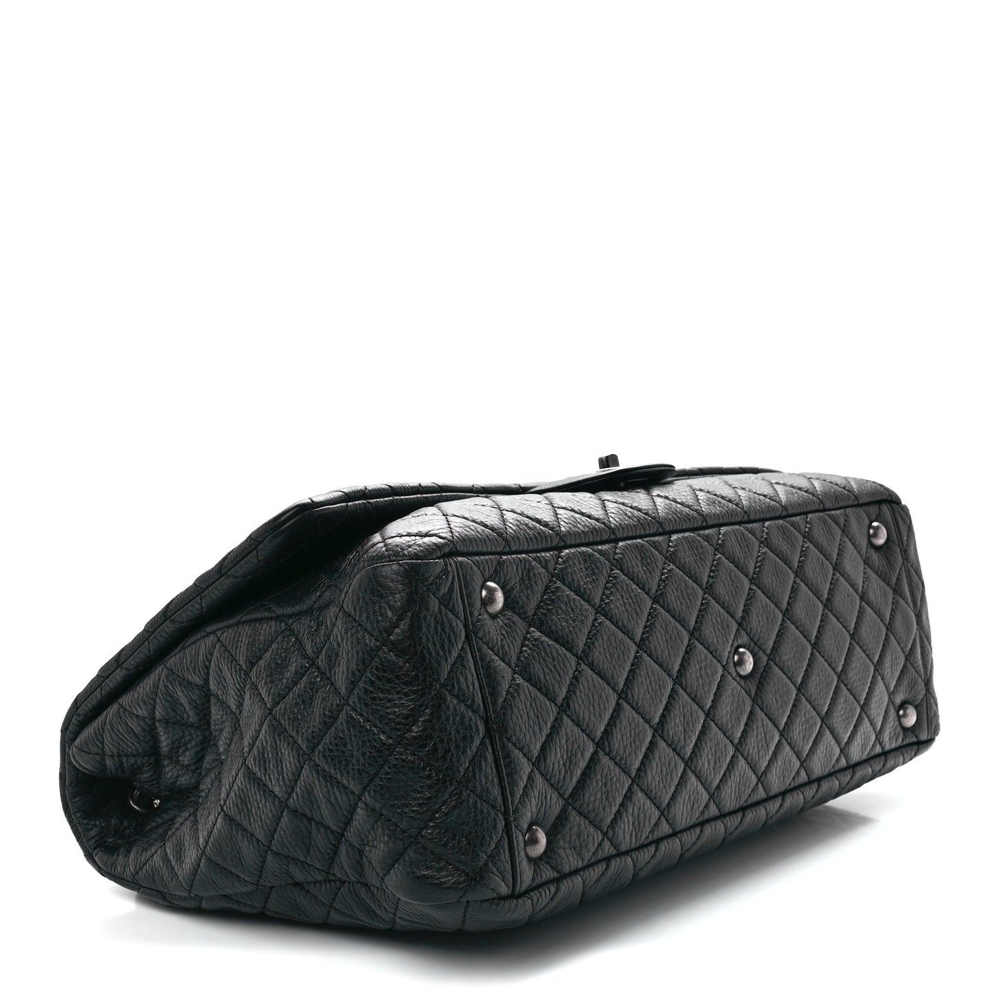 Calfskin Quilted XXL Travel Flap Bag Black