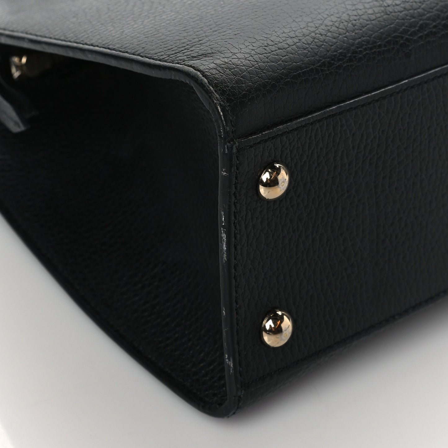 Pebbled Calfskin Medium Soho Top Handle Satchel Black