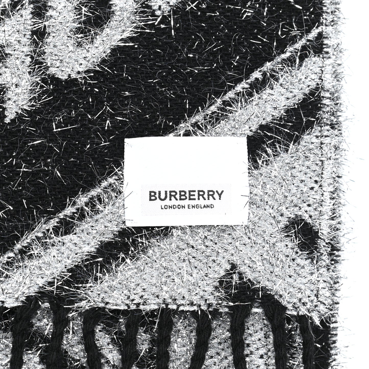 Wool Glitter Jacquard Logo Scarf Black