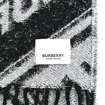 Burberry Wool Glitter Jacquard Logo Scarf Black 5 of 5