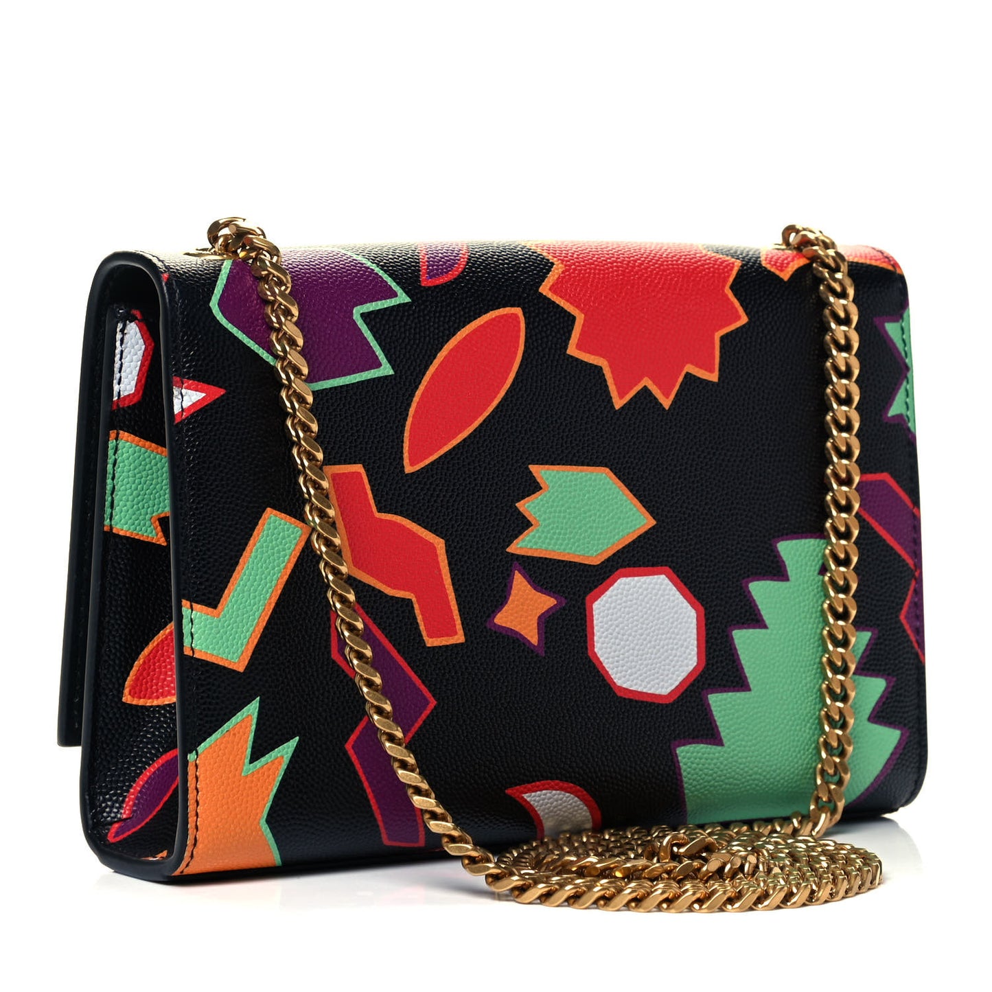 Grain De Poudre Small Monogram Shapes Print Kate Satchel Black