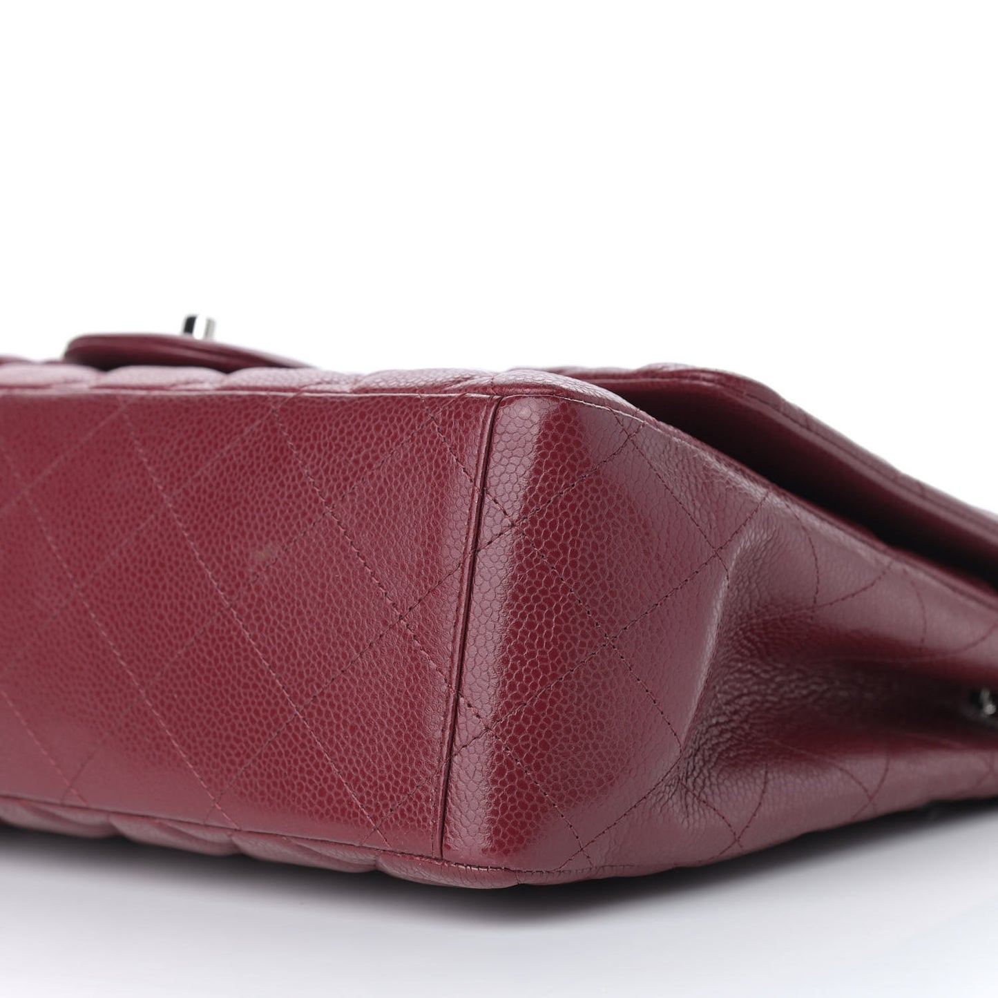 Caviar Quilted Maxi Single Flap Dark Red