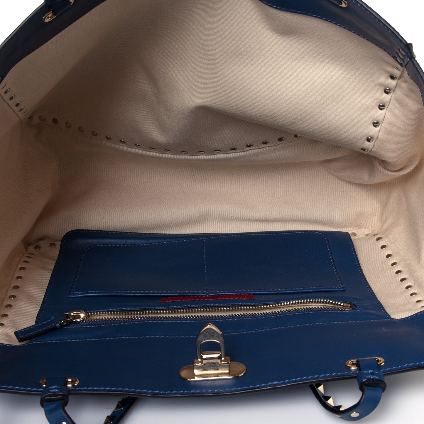 Vitello Medium Rockstud Tote Peacock