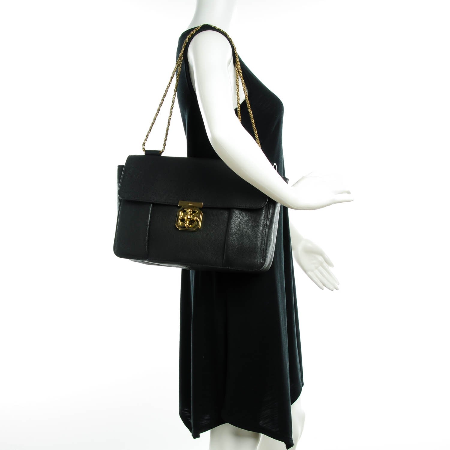 Chloe Goatskin Large Elsie Shoulder Bag Black 2 of 8