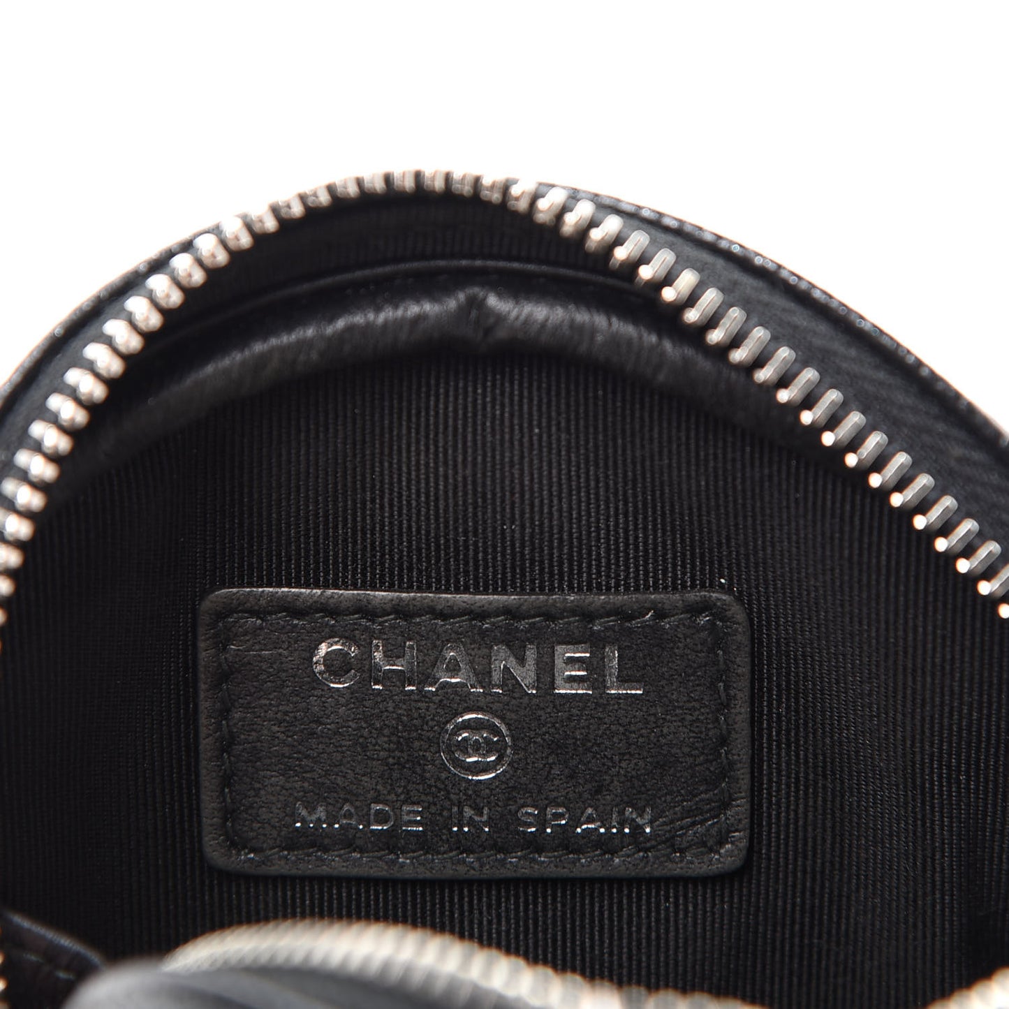 Iridescent Caviar Quilted Zip Around Classic Coin Purse Black