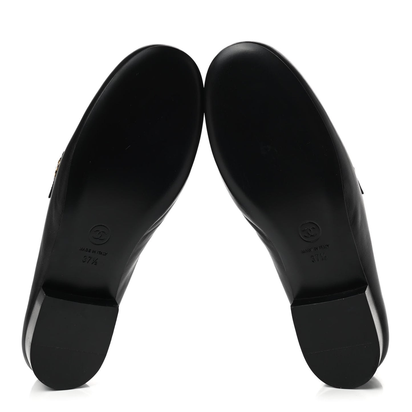 Lambskin CC Braided Chain Loafers 37.5 Black