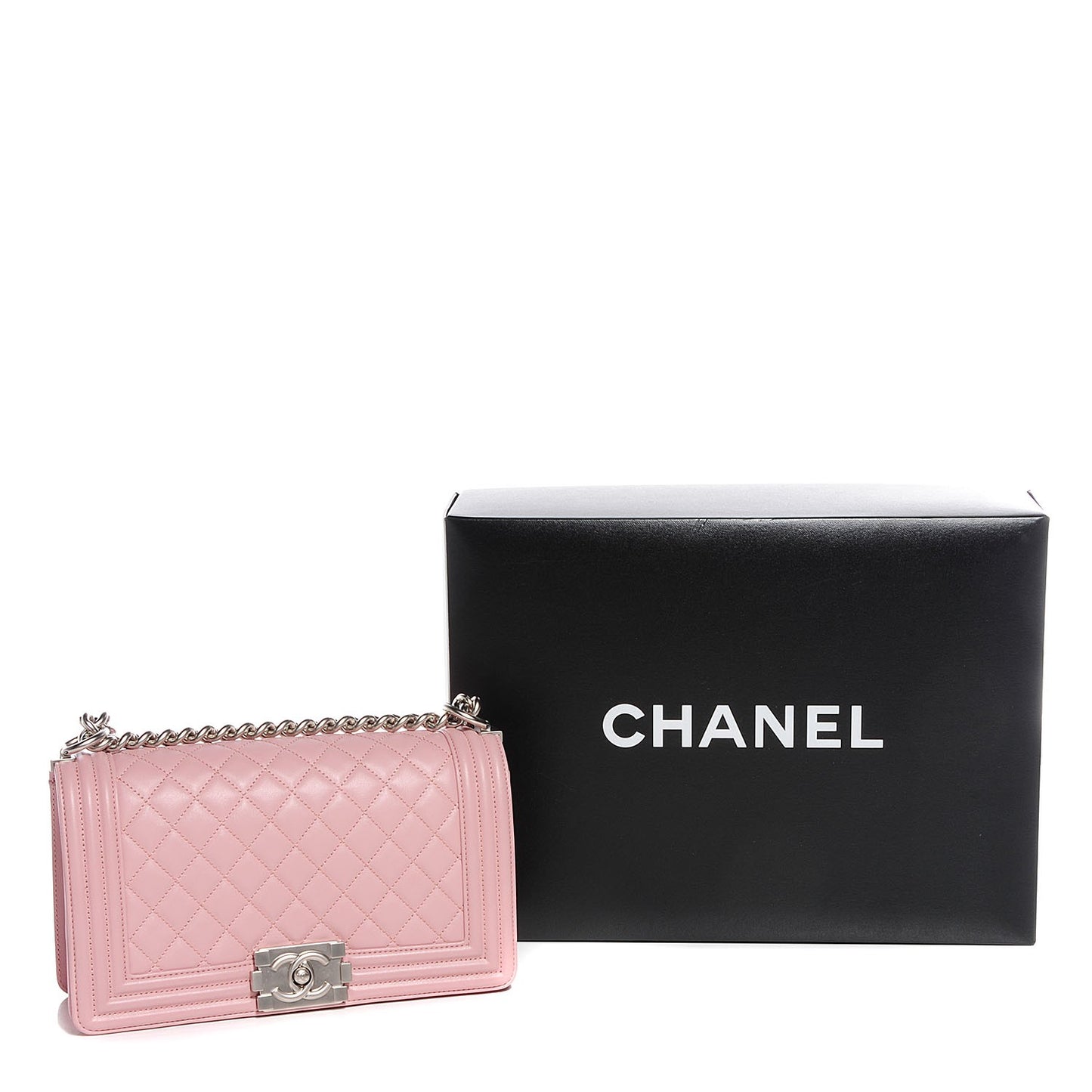 Lambskin Quilted Medium Boy Flap Light Pink