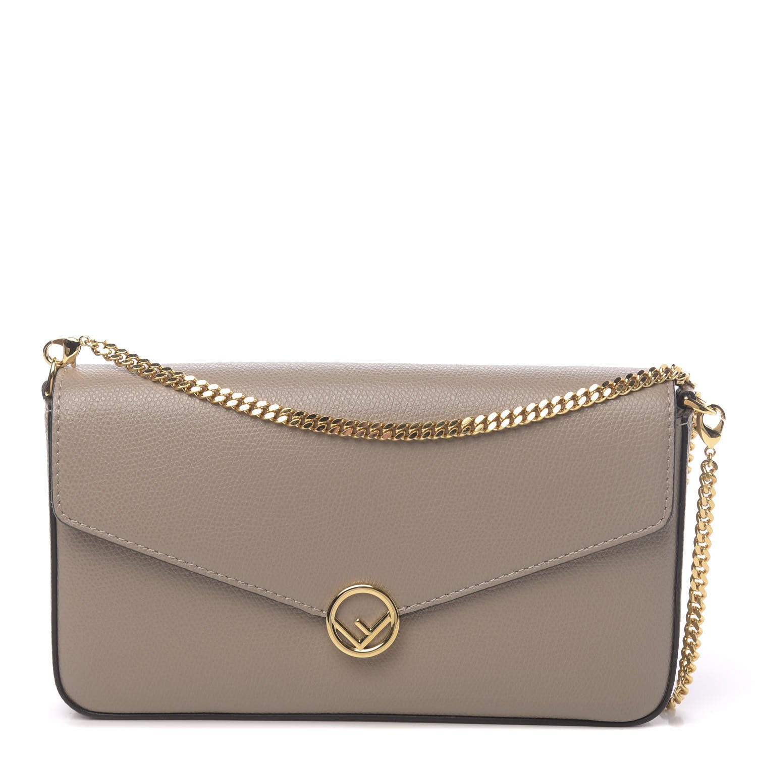 Fendi Vitello Cruise F is Fendi Envelope Wallet on Chain with Pouches Tortora 1 of 10